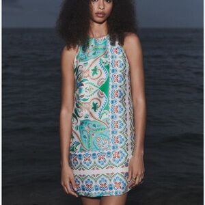 Mango paisley satin minidress